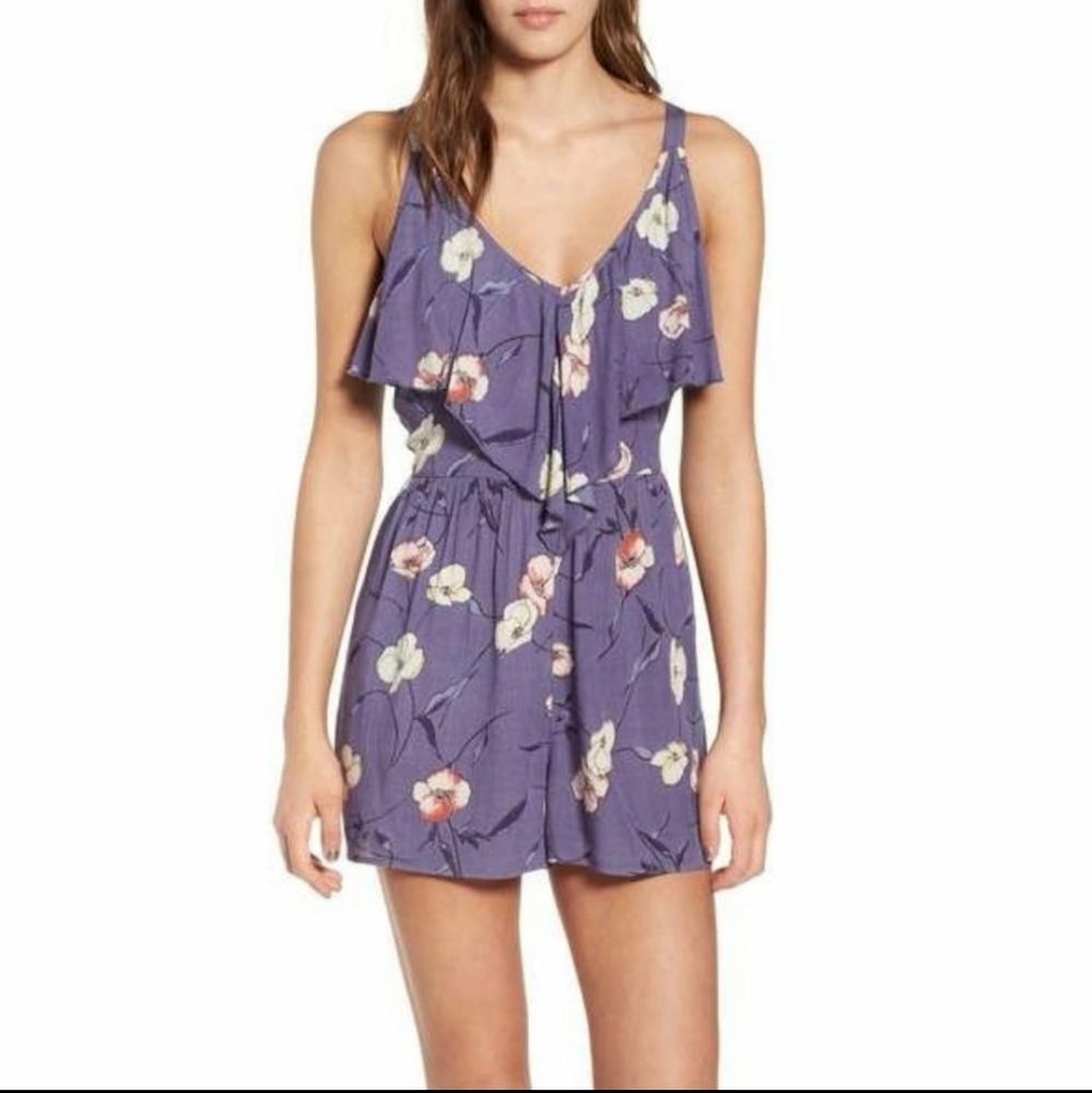 NWT Band Of Gypsies Purple Floral Print Ro…